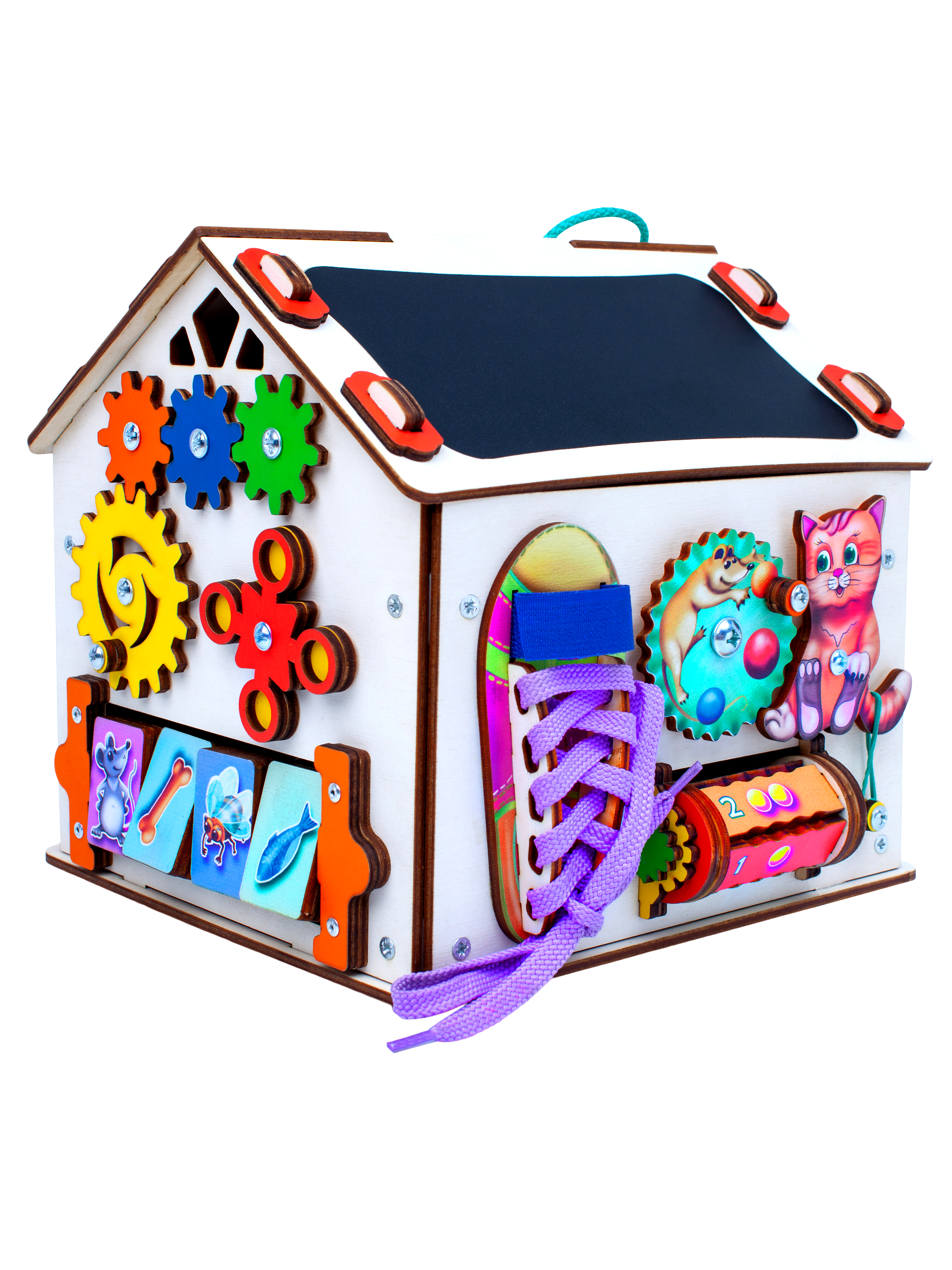 Бизиборд Jolly Kids развивающий домик со светом Котик - фото 7