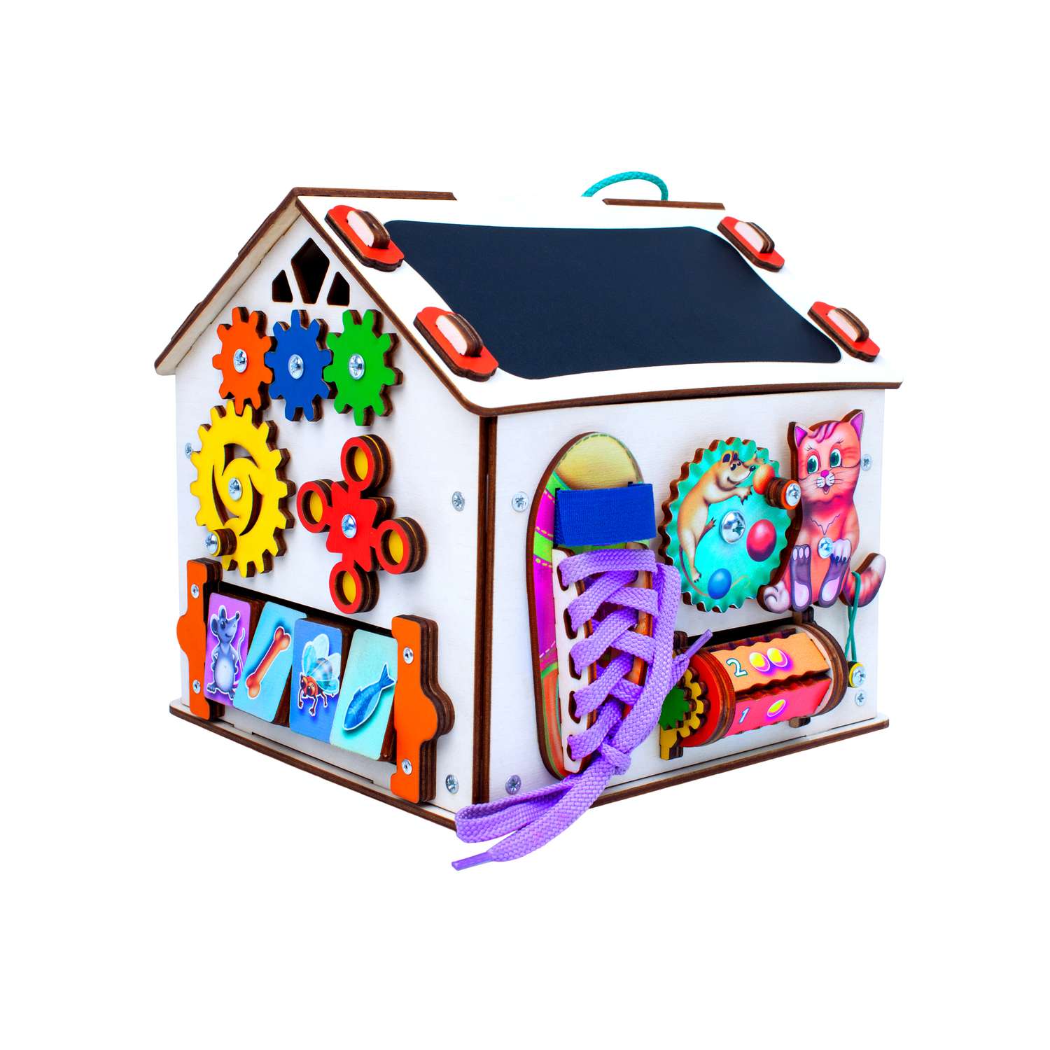 Бизиборд Jolly Kids развивающий домик со светом Котик - фото 7