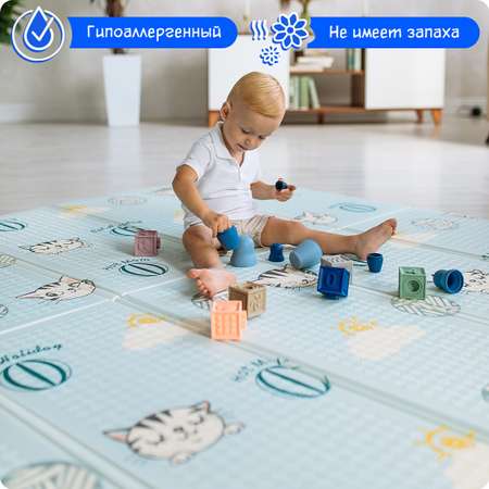 Детский коврик MIKMEL ECO складной игровой двусторонний Котики/Дороги MCH-FM-30