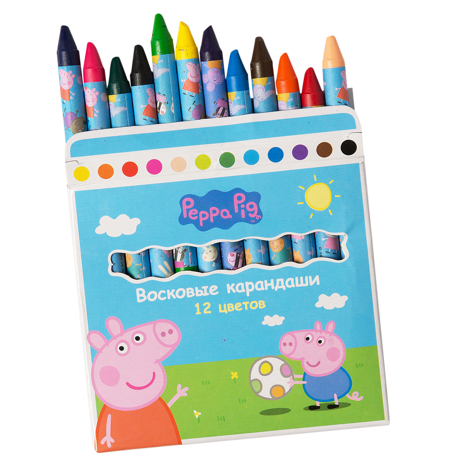 Карандаши восковые Росмэн Peppa Pig 12цветов - фото 3