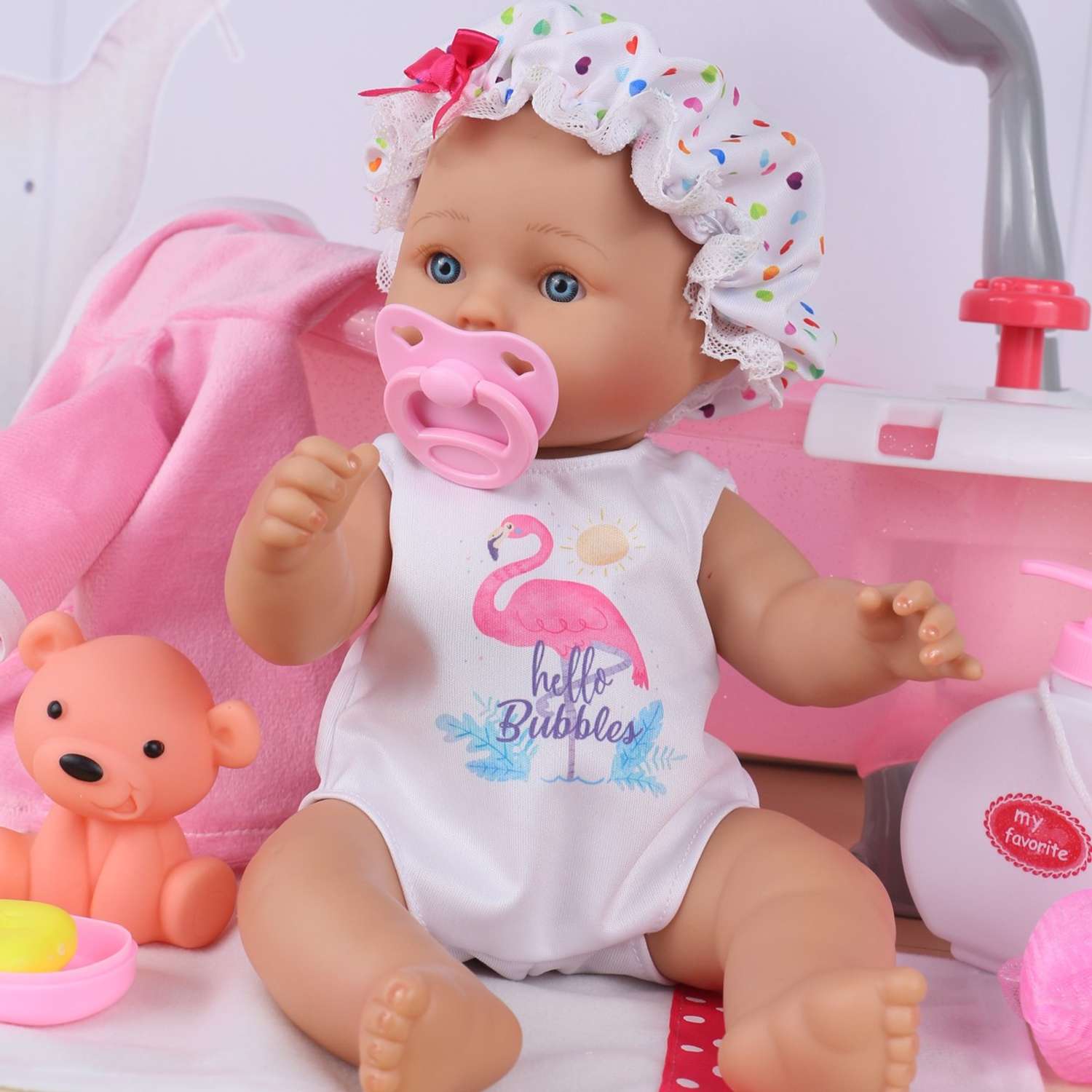 Кукла Пупс QA BABY Мона Реборн набор игрушки для ванны для девочек с ванной 35 см 3507 - фото 7