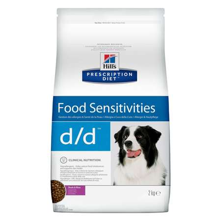 Корм для собак HILLS 2кг Prescription Diet d/d Food Sensitivities для кожи и пищевой аллергии утка с рисом сухой