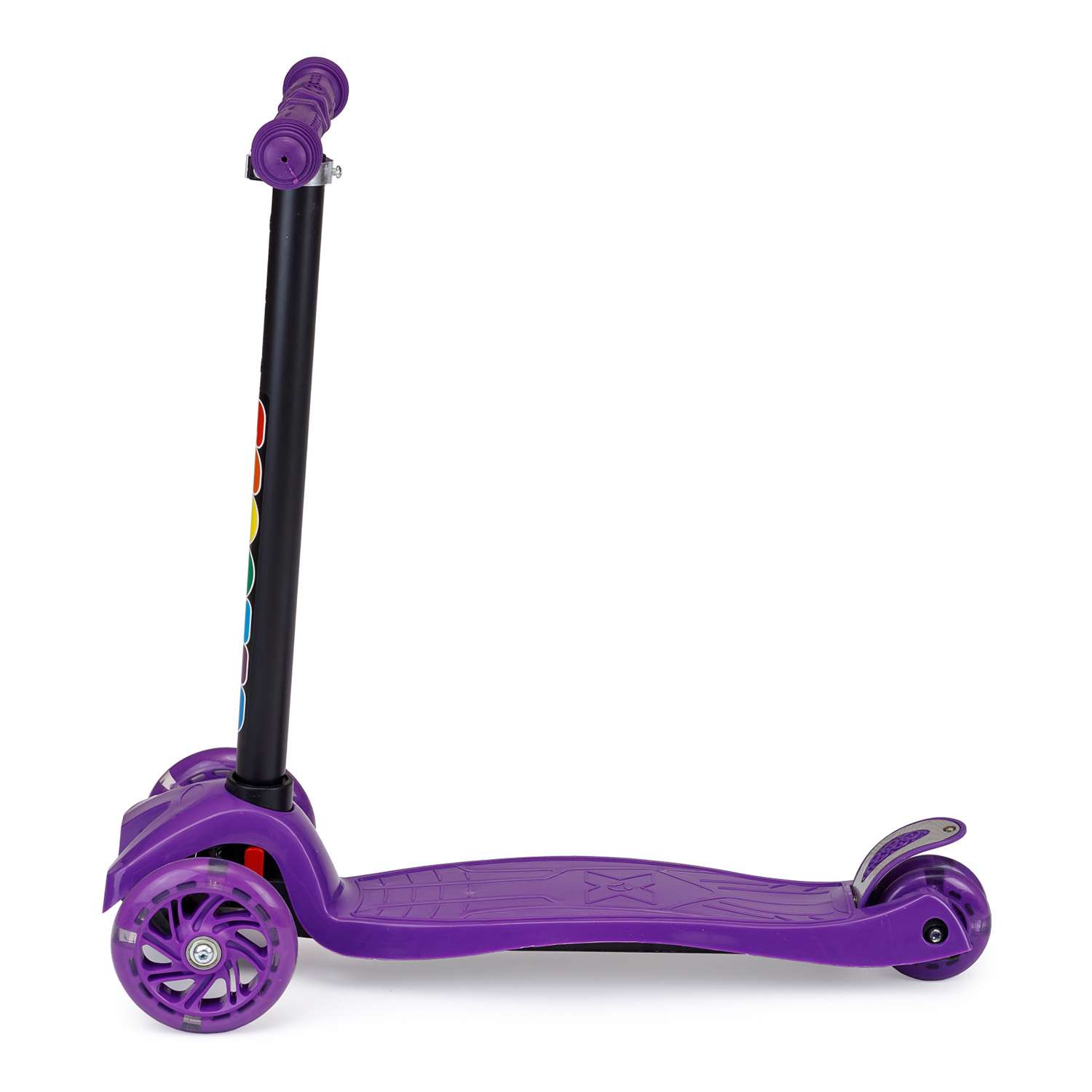 Самокат BABY STYLE детский светящиеся колеса с тормозом до 25 кг фиолетовый - фото 2
