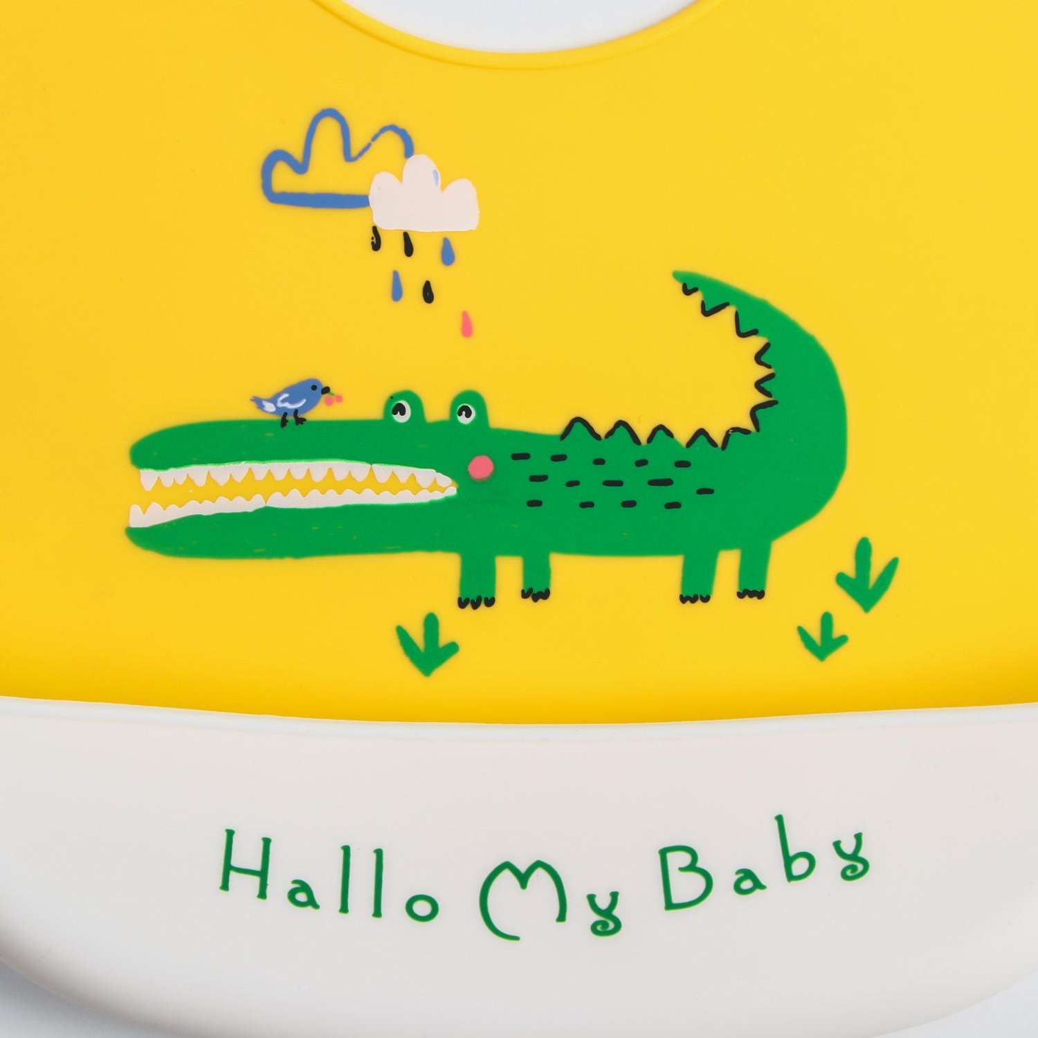 Нагрудник Mum and Baby силиконовый на кнопках с карманом Крокодил - фото 2