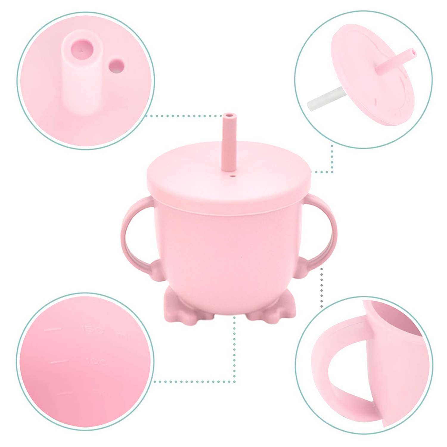 Набор для кормления для малыша WiMi силиконовый розовый - фото 2