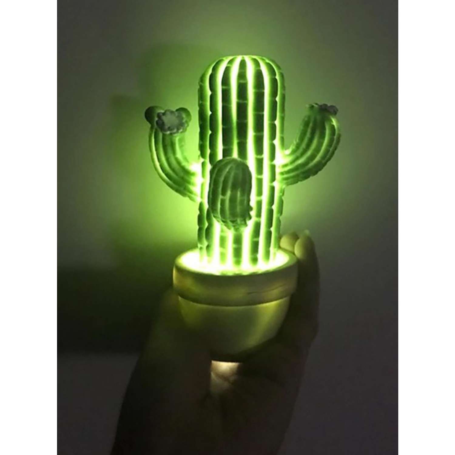 Лампа настольная светодиодная LATS ночник детский кактус зеленый - фото 9