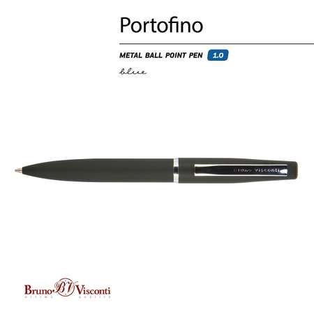 Ручка шариковая Bruno Visconti Автоматическая синяя portofino цвет корпуса черный 1 мм в футляре из экокожи