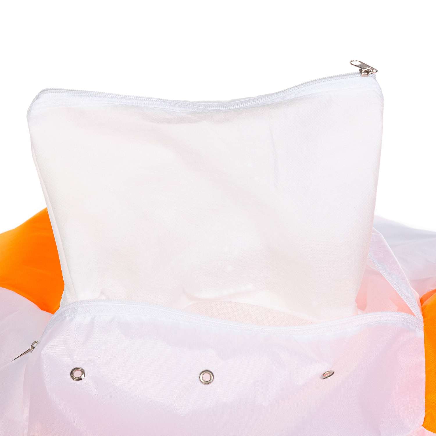 Кресло-мешок Пазитифчик Мяч 80х80см бело-оранжевый - фото 3
