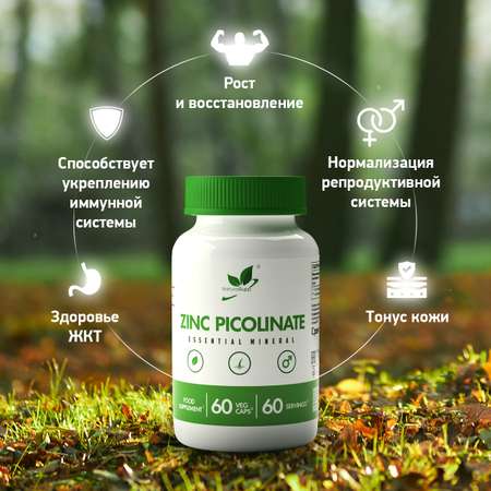 Цинк Пиколинат NaturalSupp Для иммунитета, для кожи Веган 60 капсул