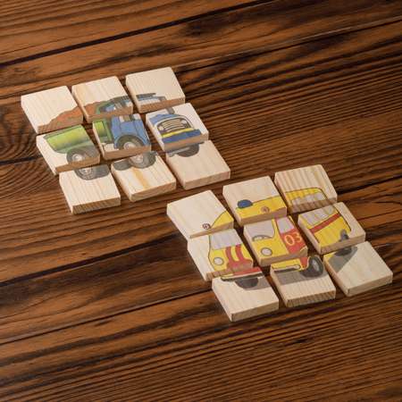 Развивающая игра Тутси Собери картинку Машины помощники плашки дерево 18 элементов