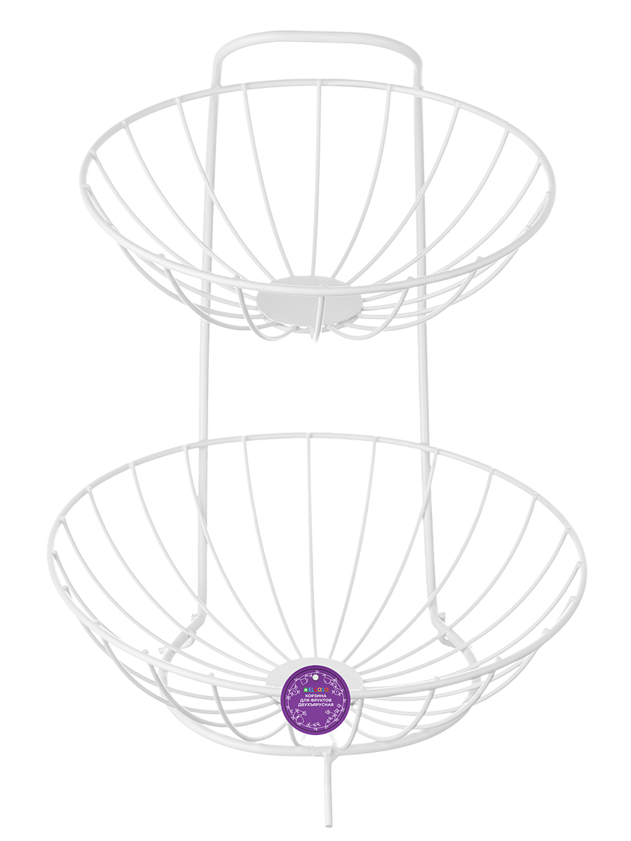 Корзина для фруктов El Casa 28х26.5х35.5 см белая двухъярусная - фото 7