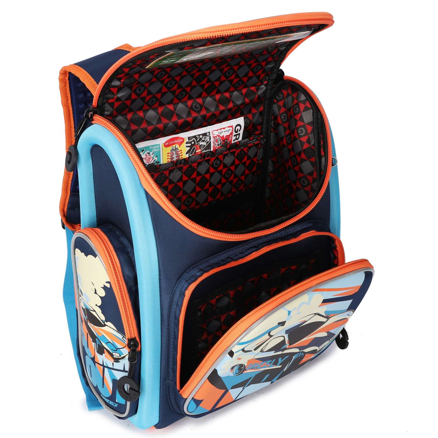 Рюкзак школьный Grizzly Авто Темно-синий-Голубой RA-970-3/1 - фото 4