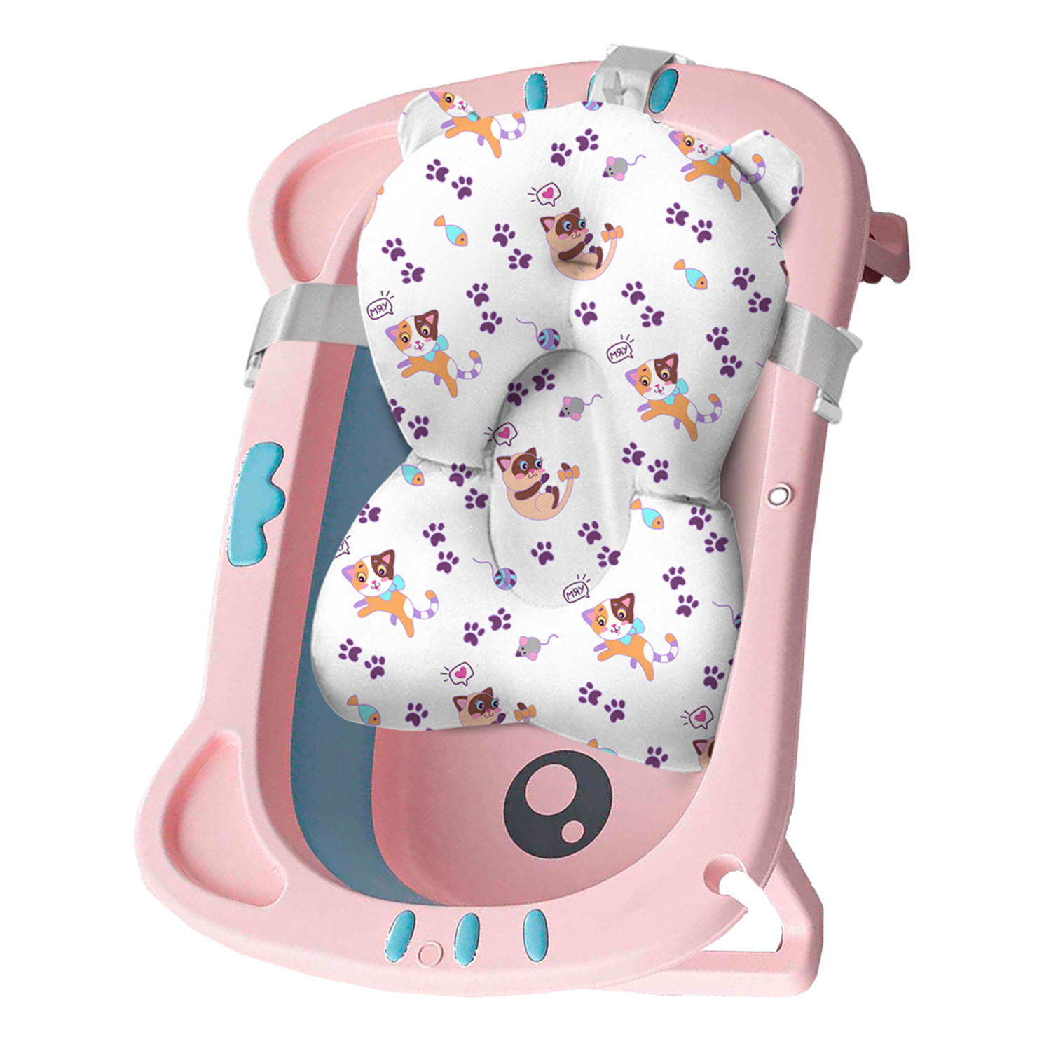 Ванночка для новорожденных LaLa-Kids складная с матрасиком светло-лиловым в комплекте - фото 1