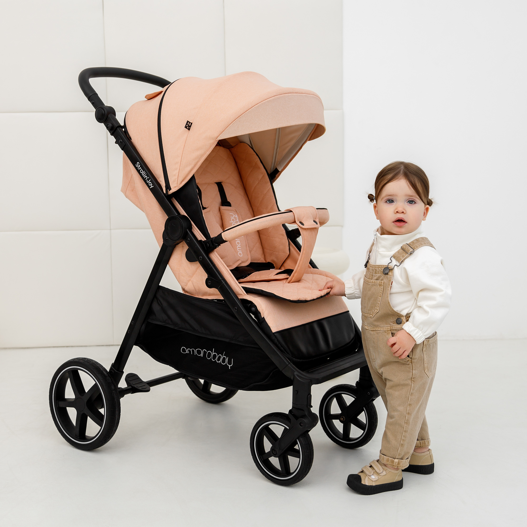 Прогулочная коляска Amarobaby StrollinJoy персиковый - фото 27