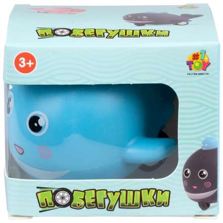 Заводная игрушка для малышей 1TOY Побегушки Кит с детёнышем инерционная покатушка голубая