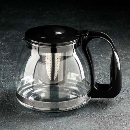 Чайник Доляна стеклянный заварочный «Иллюзия» 1.25 л с металлическим ситом