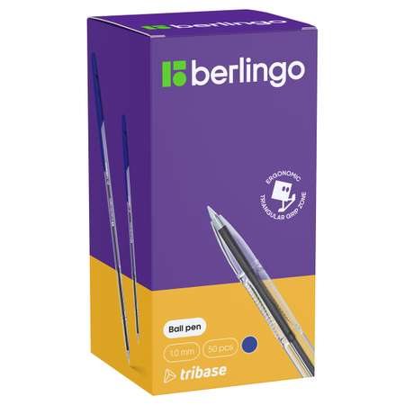 Ручка шариковая Berlingo Tribase синяя 1.0мм 50 шт