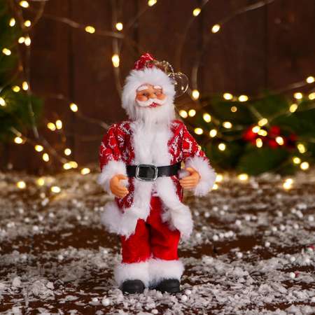 Дед мороз Зимнее волшебство «В костюме с орнаментом» 20 см красный