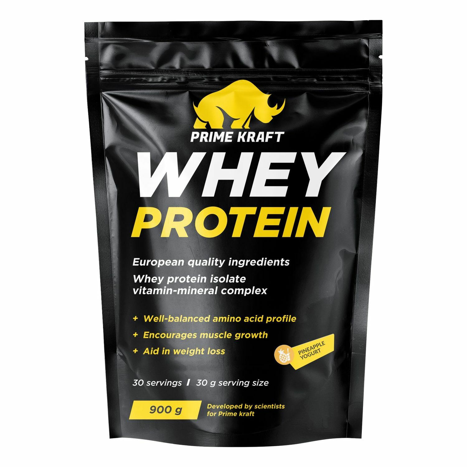 Протеин сывороточный Prime Kraft Whey ананасовый йогурт 900г - фото 1