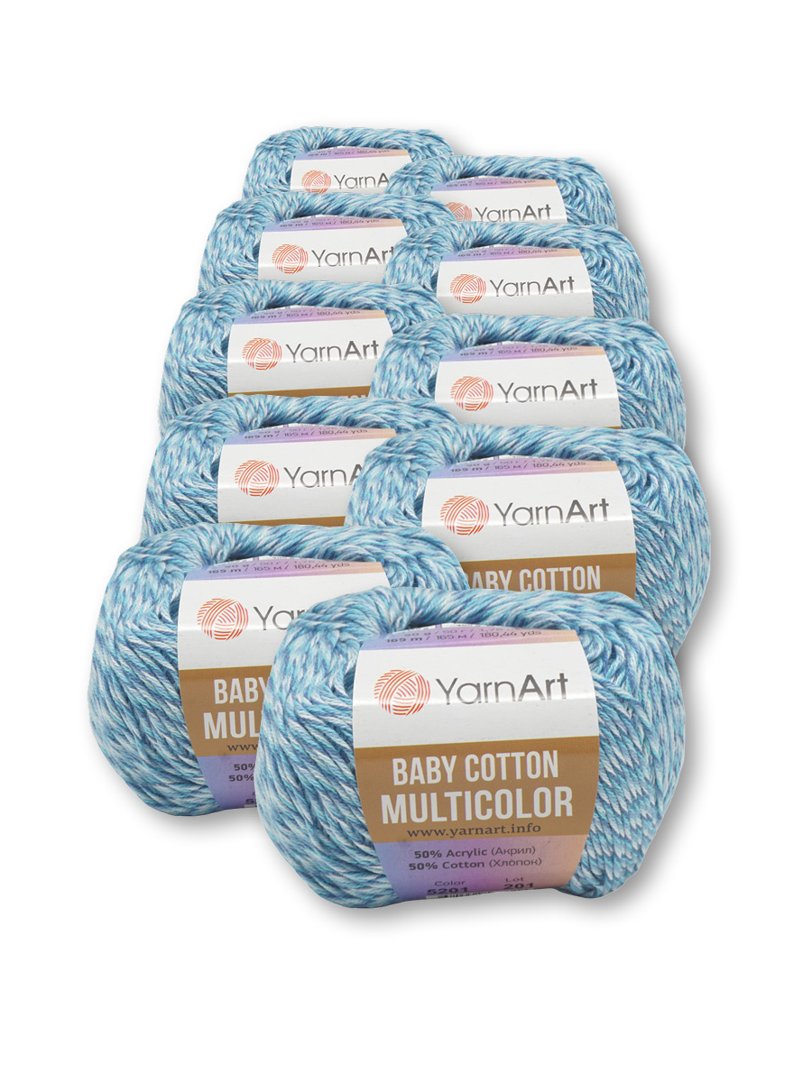 Пряжа для вязания YarnArt Baby cotton multicolor 50 гр 165 м хлопок акрил детская 10 мотков цвет 5201 - фото 3