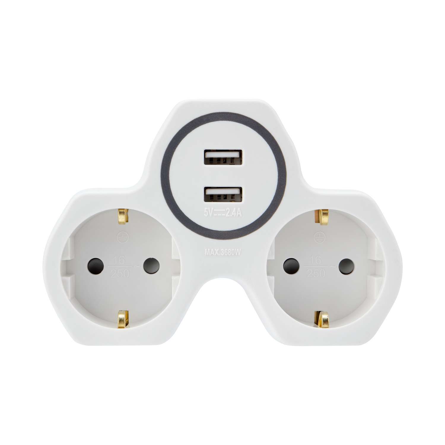 Двойник электрический REXANT с заземлением и защитными шторками + 2 USB порта белый - фото 2