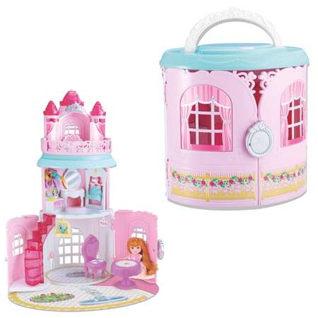 Кукольный домик ABtoys Замок в сумочке-переноске с куклой и аксессуарами