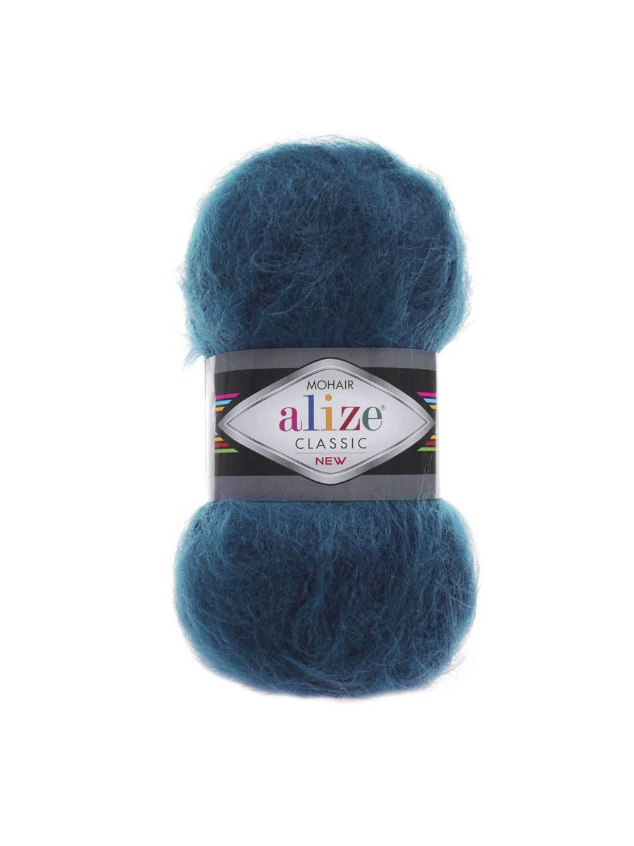 Пряжа Alize полушерстяная Mohair classic new 100 гр 200 м 5 мотков 403 петроль - фото 6