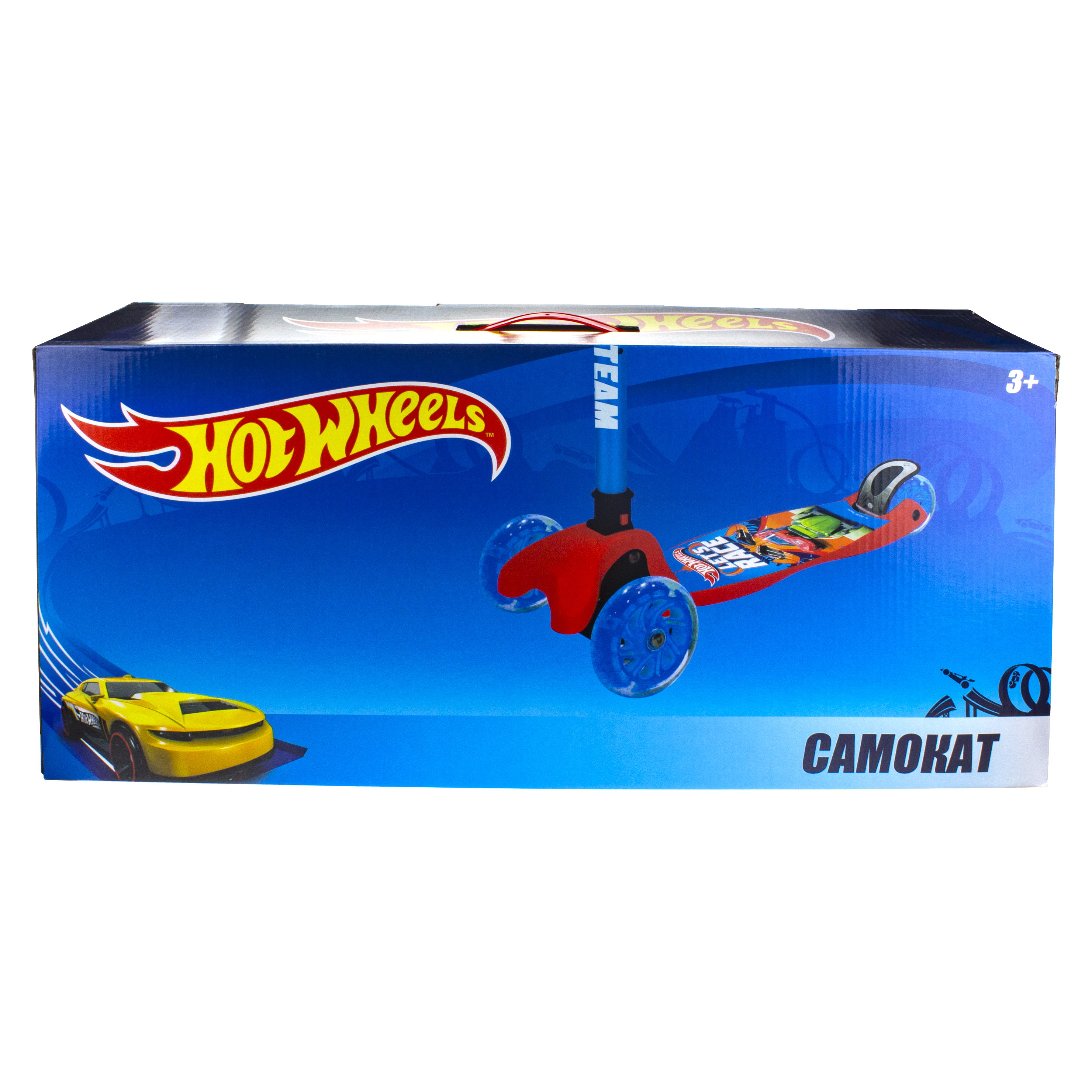 Самокат детский трехколесный Hot Wheels управление наклоном кикборд для мальчика со светящимися колесами - фото 11