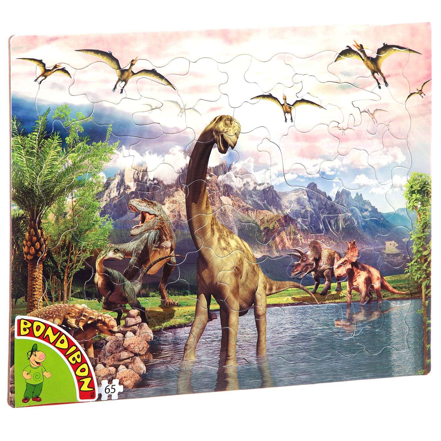 Пазл BONDIBON Эра динозавров 65 деталей 37х25 см - фото 1