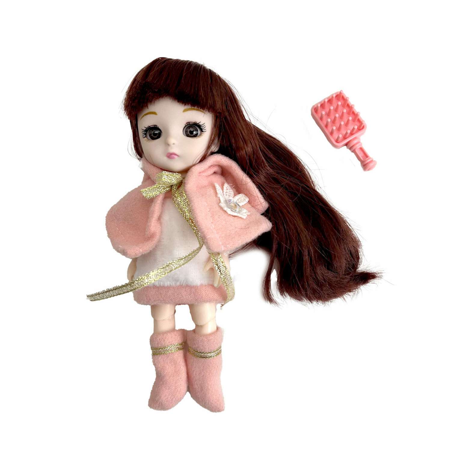 Кукла 1TOY Alisa Kawaii mini с расчёской длинные темные волосы в накидке Т24354 - фото 1