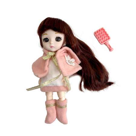 Кукла 1TOY Alisa Kawaii mini с расчёской длинные темные волосы в накидке