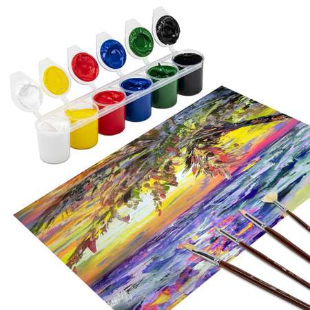 Краски акриловые Остров Сокровищ художественные для рисования и хобби 12 цветов по 25 мл