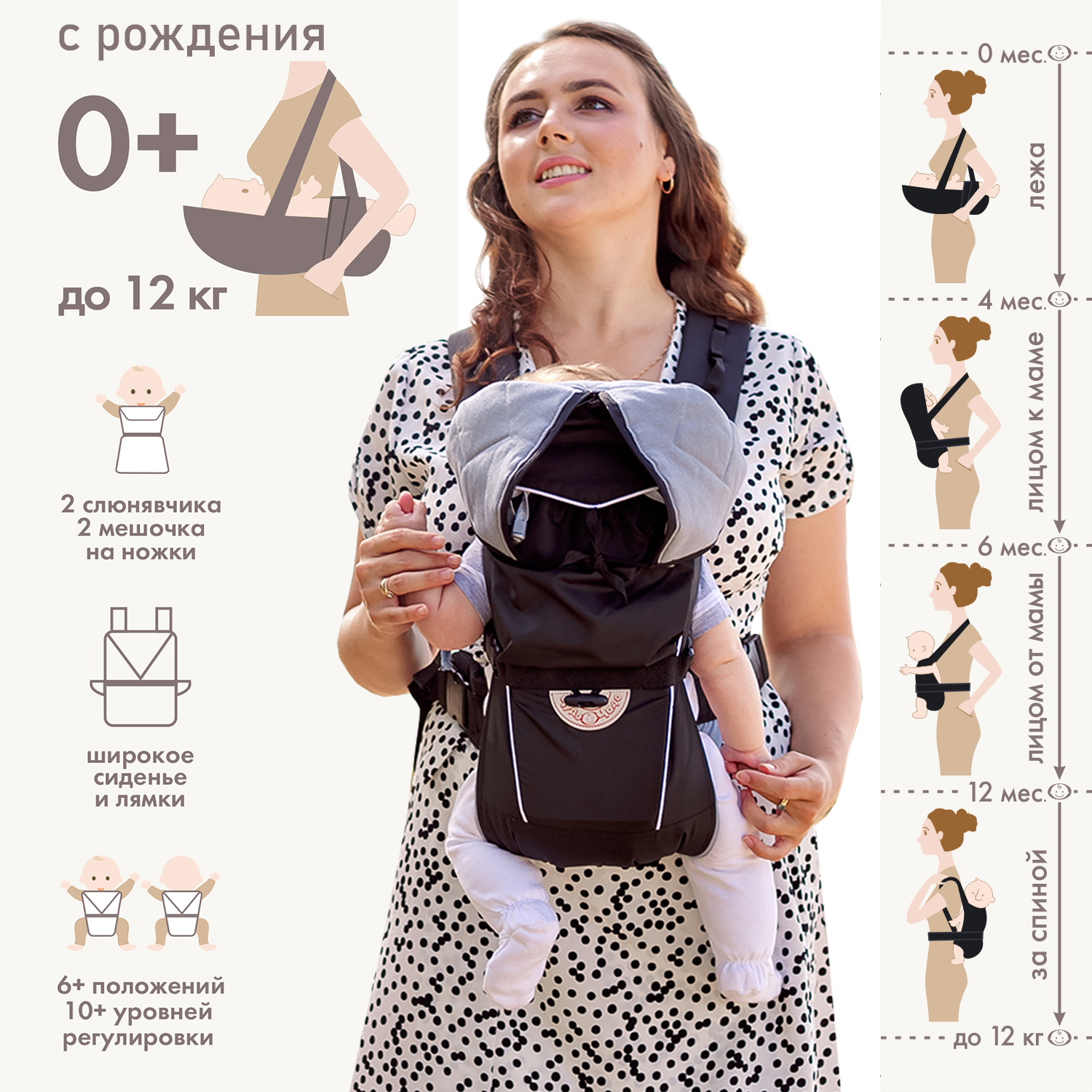 Рюкзак-кенгуру Чудо-чадо BabyActive Lux черный - фото 4