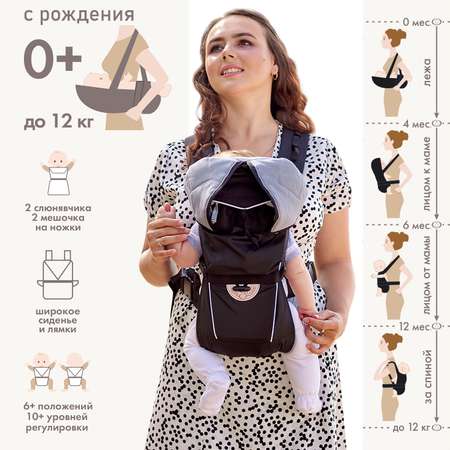 Рюкзак-кенгуру Чудо-чадо BabyActive Lux черный