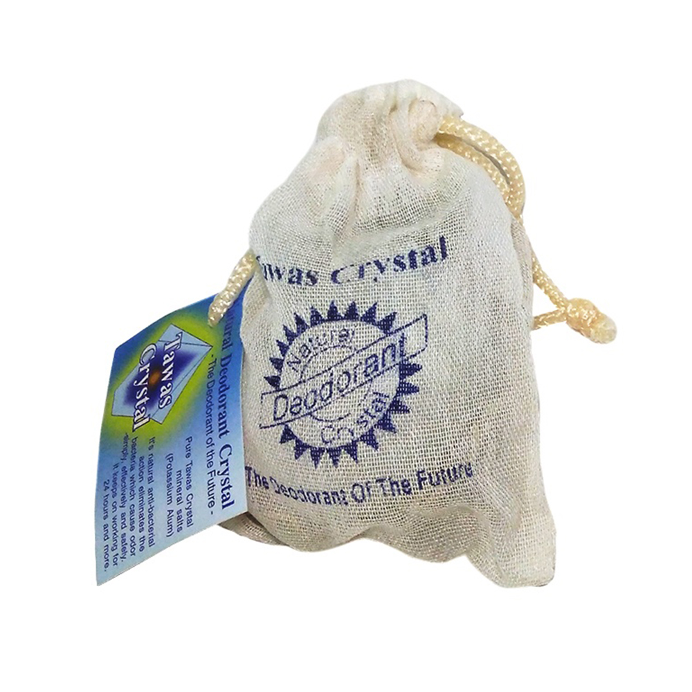 Минеральный дезодорант Tawas Crystal Кристалл свежести 120 гр МИДИ 1 шт в бамбуковой корзинке и хб мешочке - фото 1