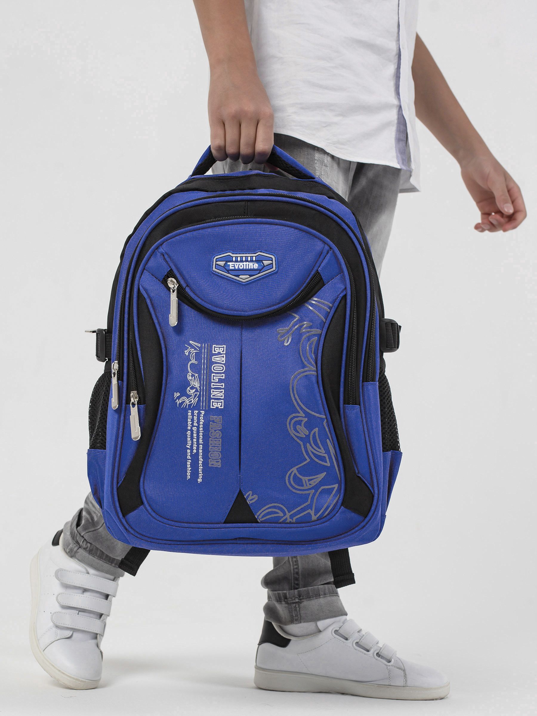 Рюкзак школьный Evoline Светло синий черный EVO-159-2 - фото 17