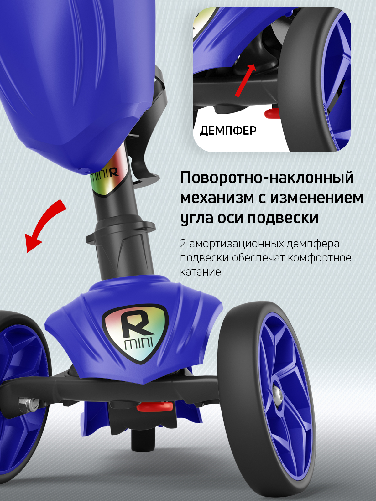 Самокат трехколесный Alfa Mini Buggy Boom с корзинкой и подстаканником синий - фото 5