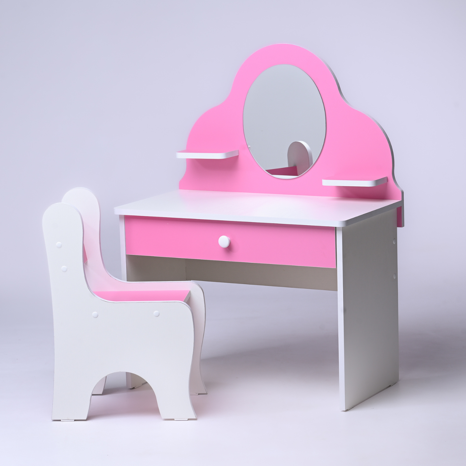 Набор мебели Sitstep Туалетный столик с зеркалом и стулом малиновый - фото 1