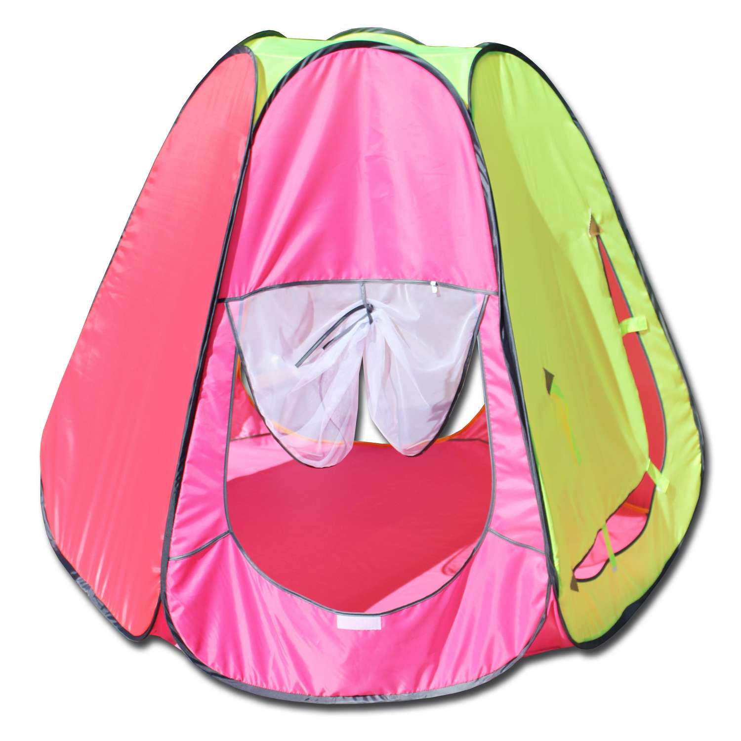 Игровая палатка Belon familia шестигранная цвет яркий розовый/коралл/лимон/розовый светлый 120х120х110 см - фото 1