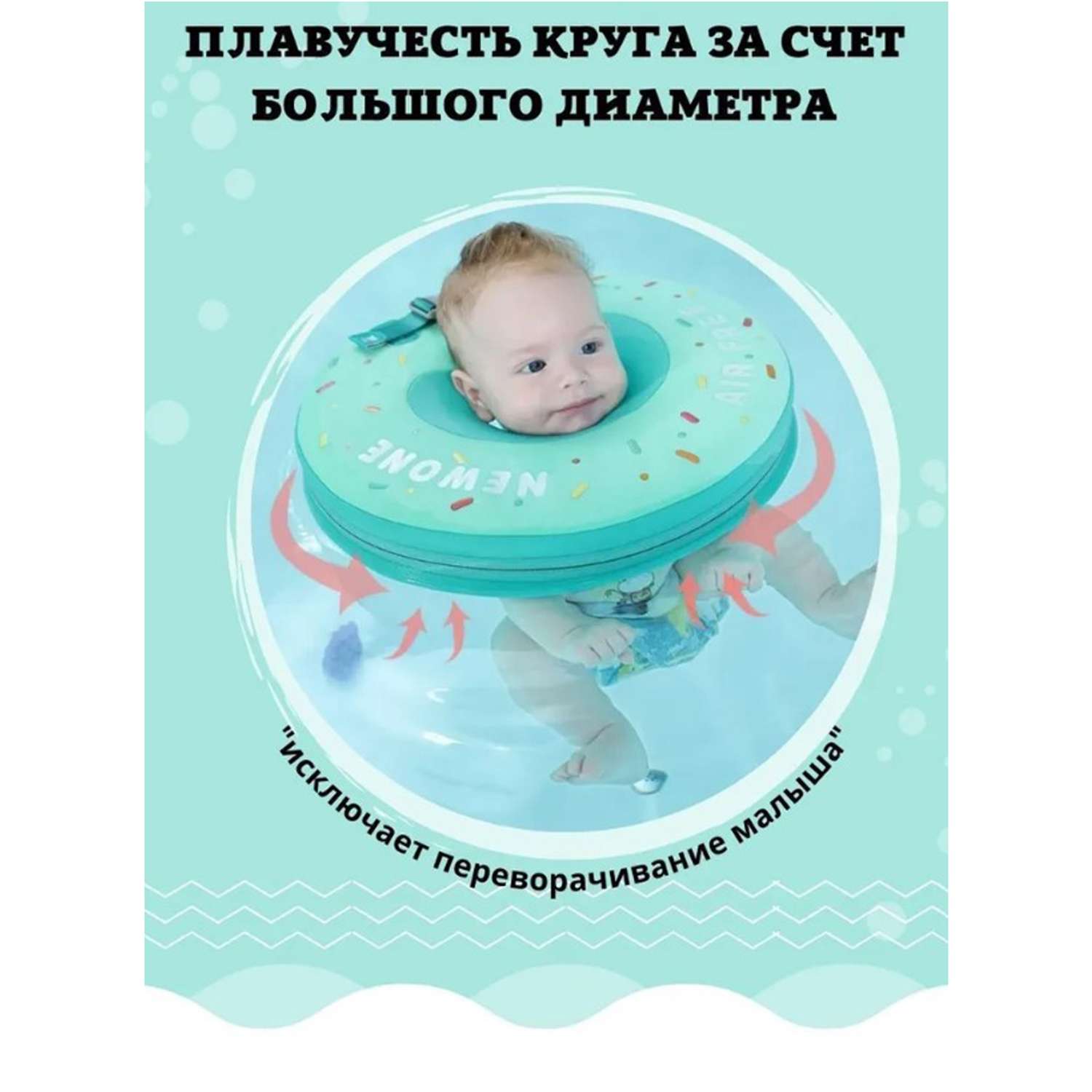 Круг на шею детский Newone для купания малышей. Размер M (0-12 месяцев) - фото 12
