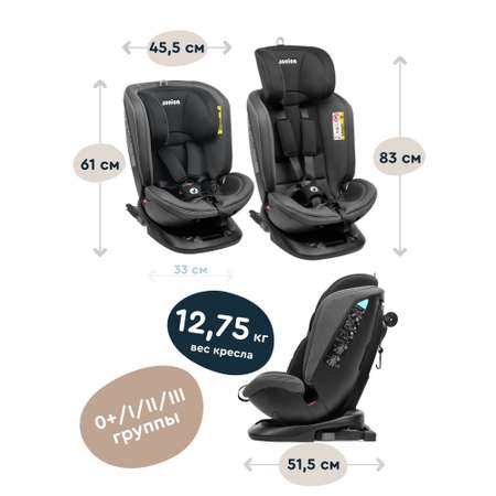 Автокресло Junion Ebby группа 0+/1/2/3 0-36 кг 360° Isofix тёмно-серый