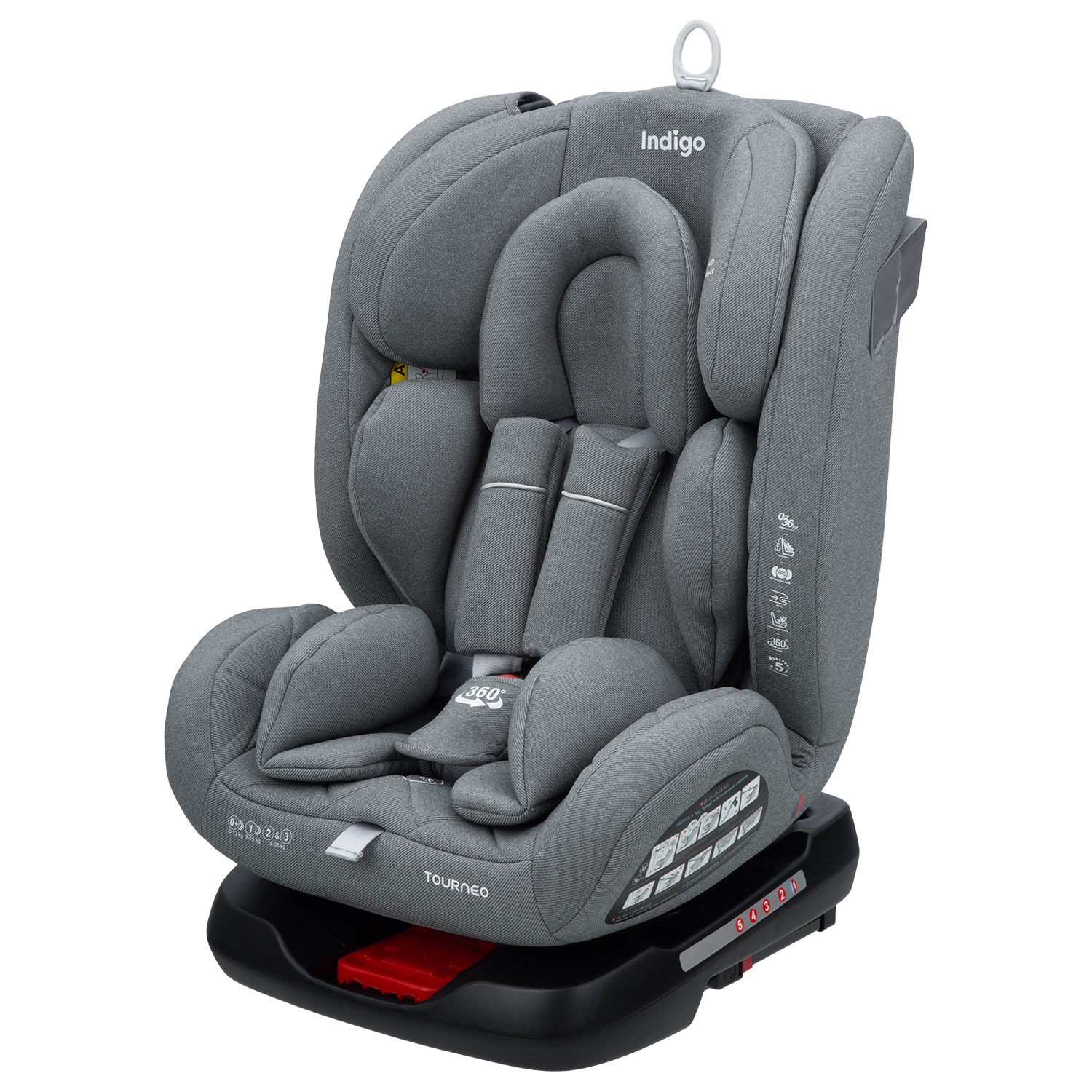 Автокресло Indigo TOURNEO ISOFIX группа 0+1+2+3 (0-36 кг) св.серый - фото 13