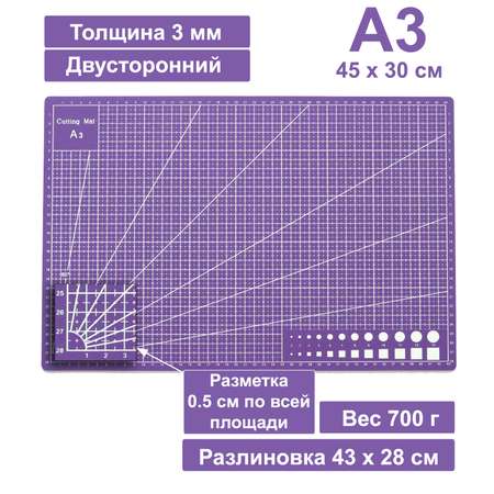Коврик для рукоделия Patchy.ru А3 фиолетовый