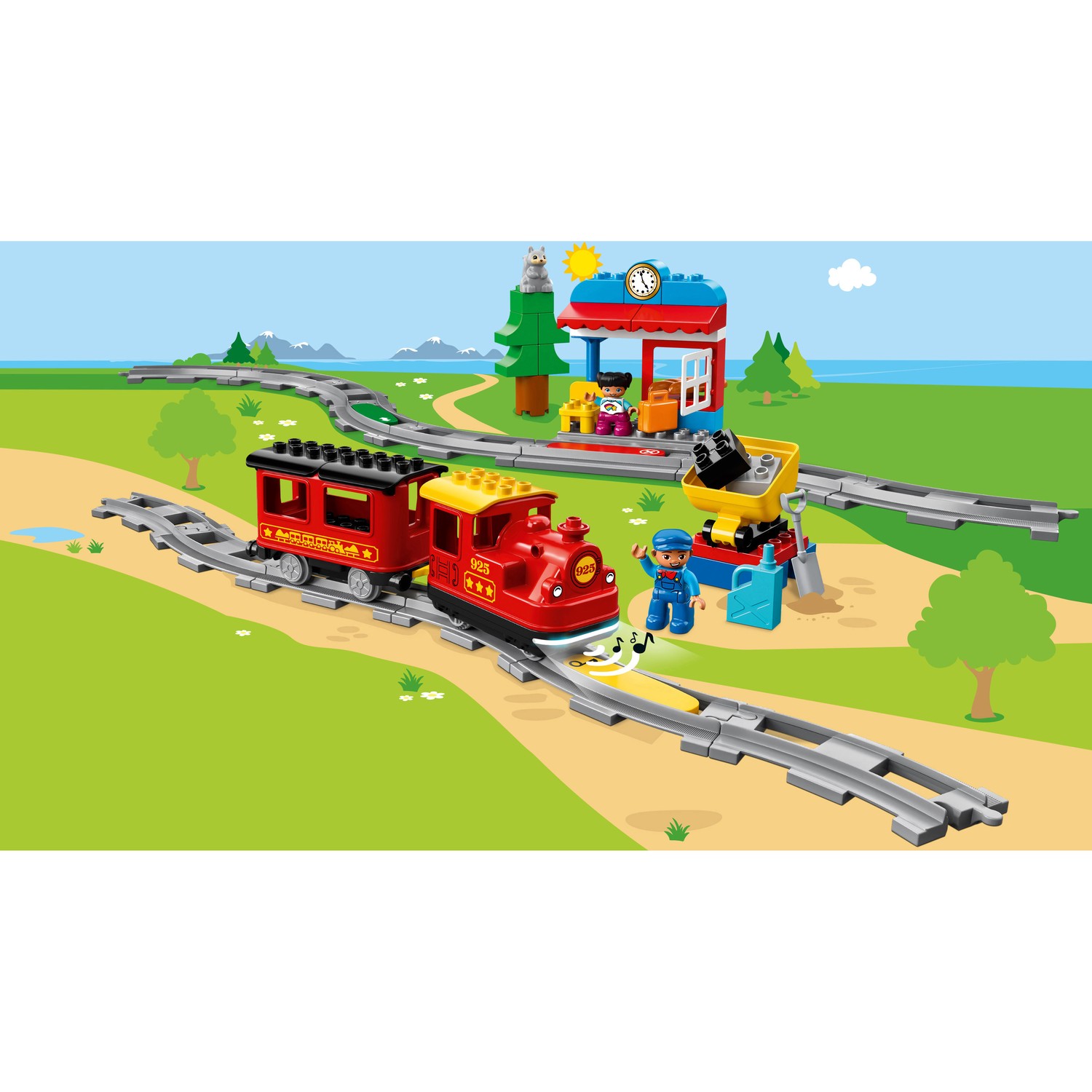 Конструктор LEGO DUPLO Town Поезд на паровой тяге (10874) купить по цене  3999 ₽ в интернет-магазине Детский мир