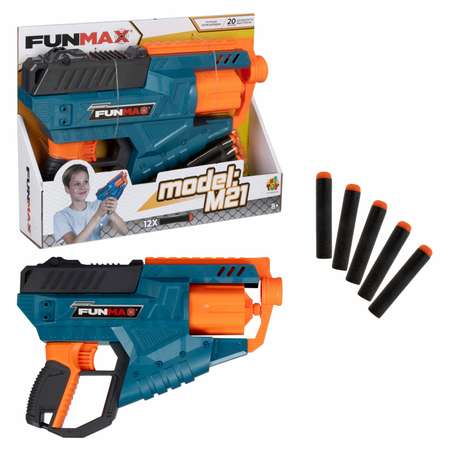 Бластер FunMax 1TOY M21 механический барабан 6 выстрелов и 12 снарядов