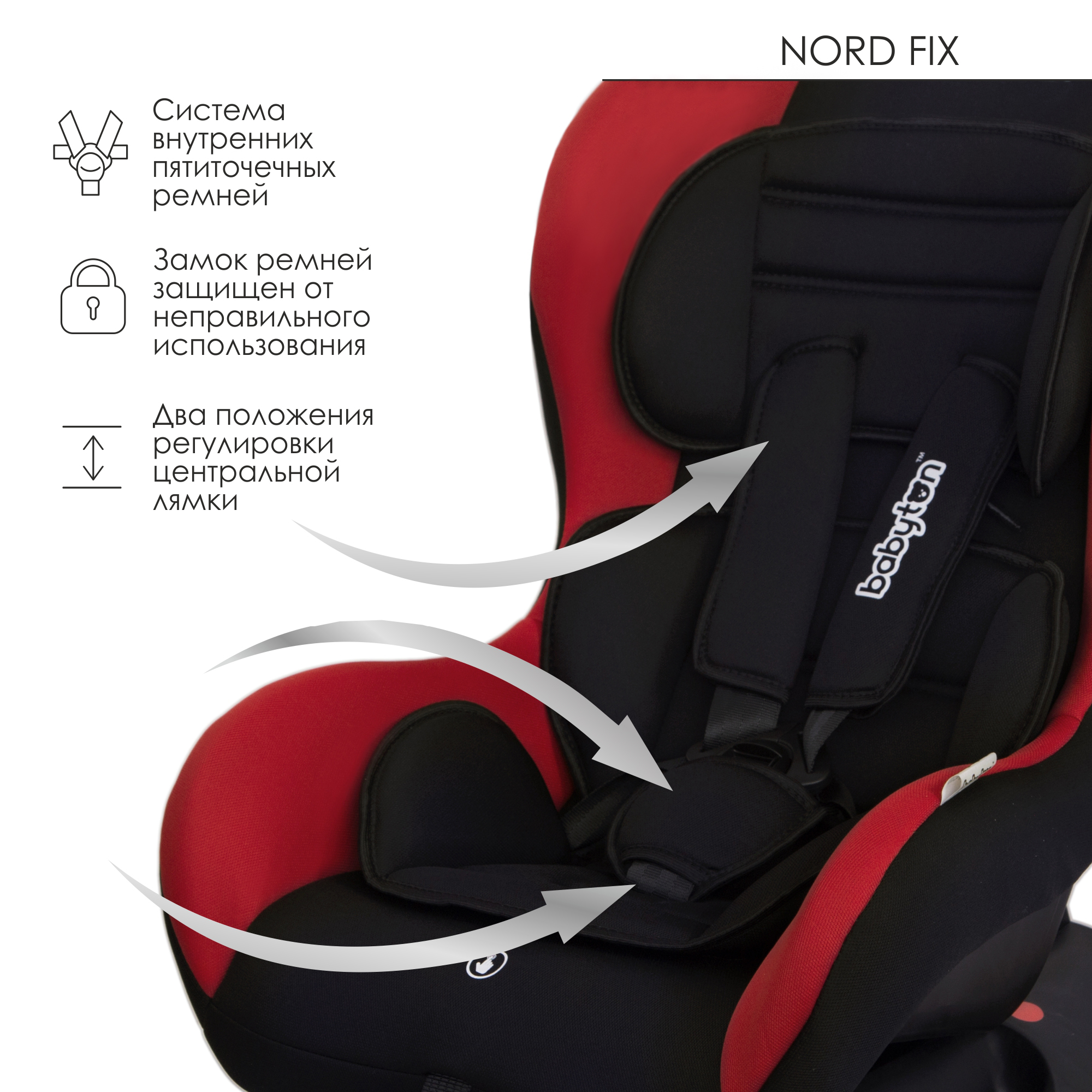 Автокресло Babyton Nord Fix Black-Red - фото 6