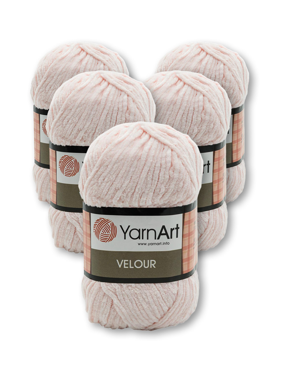 Пряжа для вязания YarnArt Velour 100 г 170 м микрополиэстер мягкая велюровая 5 мотков 866 нежно-розовый - фото 3