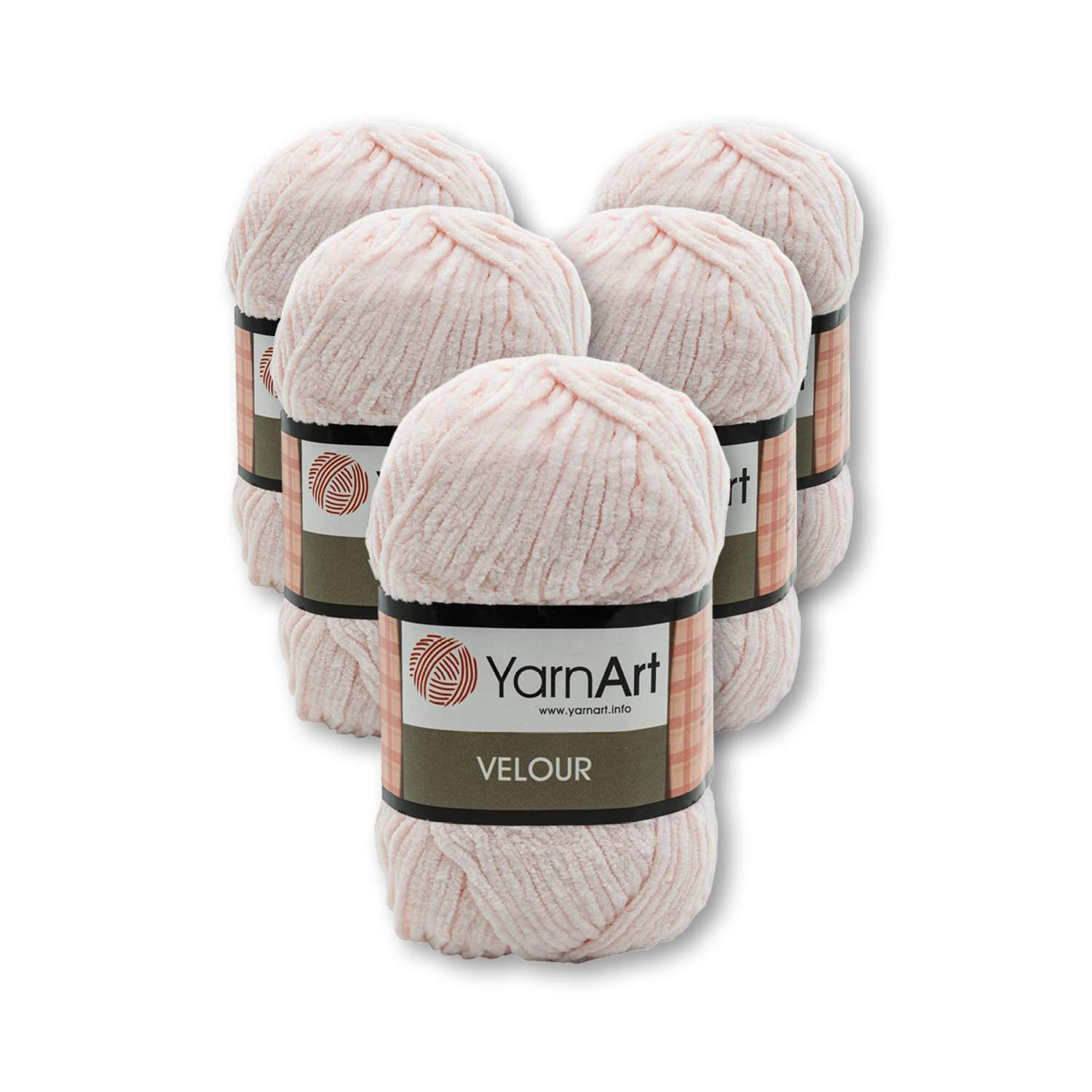 Пряжа для вязания YarnArt Velour 100 г 170 м микрополиэстер мягкая велюровая 5 мотков 866 нежно-розовый - фото 3