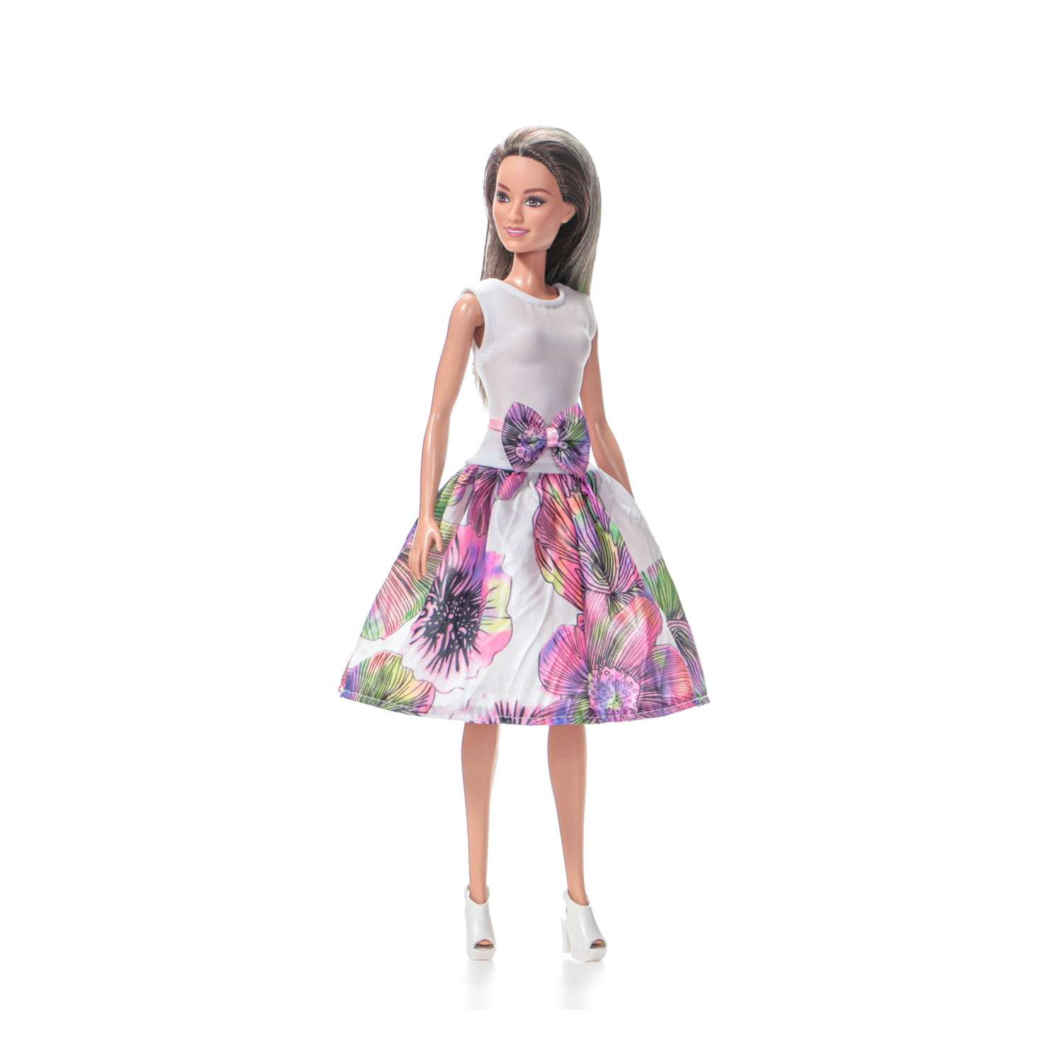 Одежда для кукол VIANA типа Барби Платье и аксессуар цвет белый/розовый 128.19.14 - фото 4