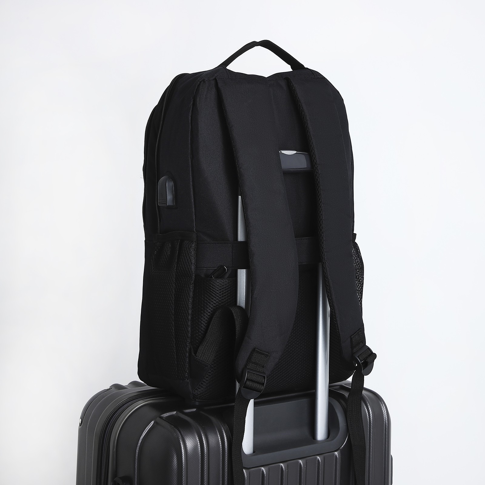 Рюкзак Sima-Land разъем для USB крепление для чемодана цвет тёмно-серый - фото 6